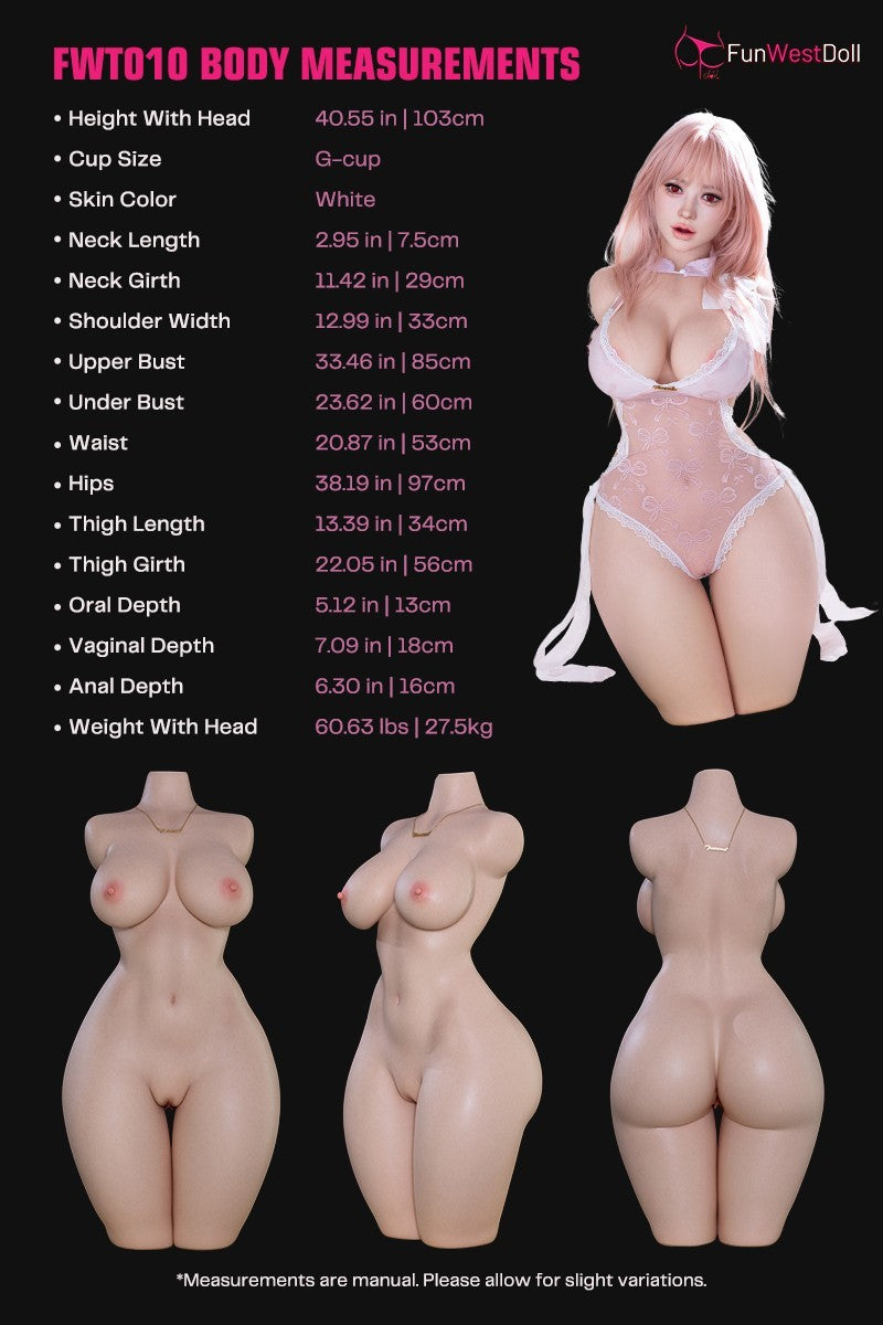 Lucy Torso Sexdocka (FunWest Doll 103cm G-Kupa #032SJ Silikon)
