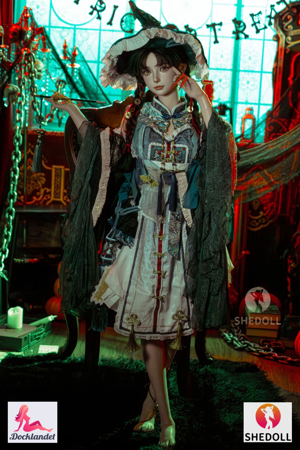 "Tanya sexdocka från SHEDOLL i Halloween-outfit med realistisk hudton och ansiktsdetaljer"