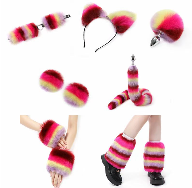 Furry Outfit aus buntem Fell (Set mit 11 Teilen)
